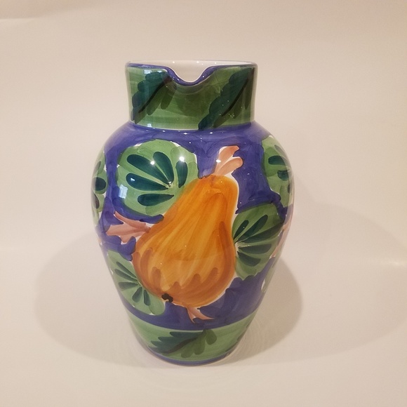 Pier 1 Import Fruit handpainted jar pitcher ITALY RARE - Picture 6 of 7